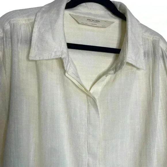 Peace Love World Washed Gauze Pullover Blouse Top Pockets Boho Bohemian Size L - Picture 6 of 10